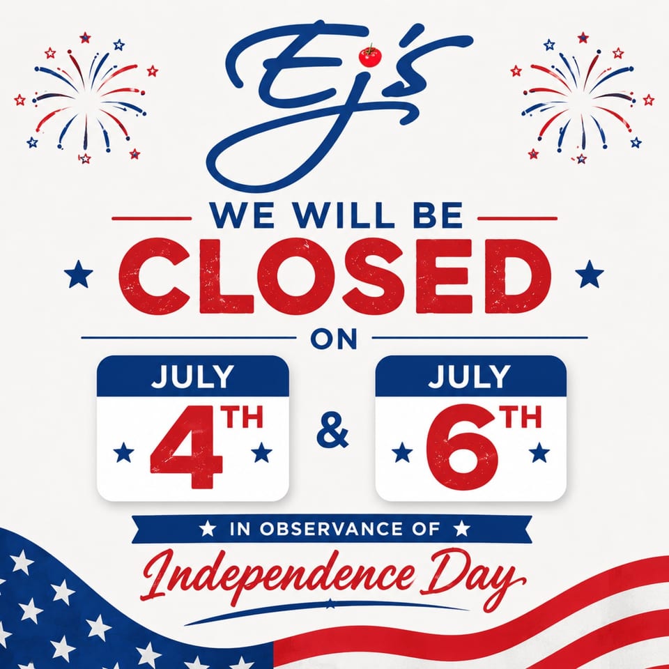 Closed July 4 & 6 for Independence Day!